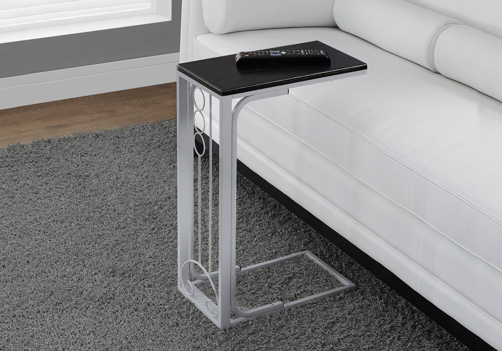 Modern Black Top & Silver Metal Accent Table - Stylish Side Table for Living Room, Bedroom, or Office Decor
