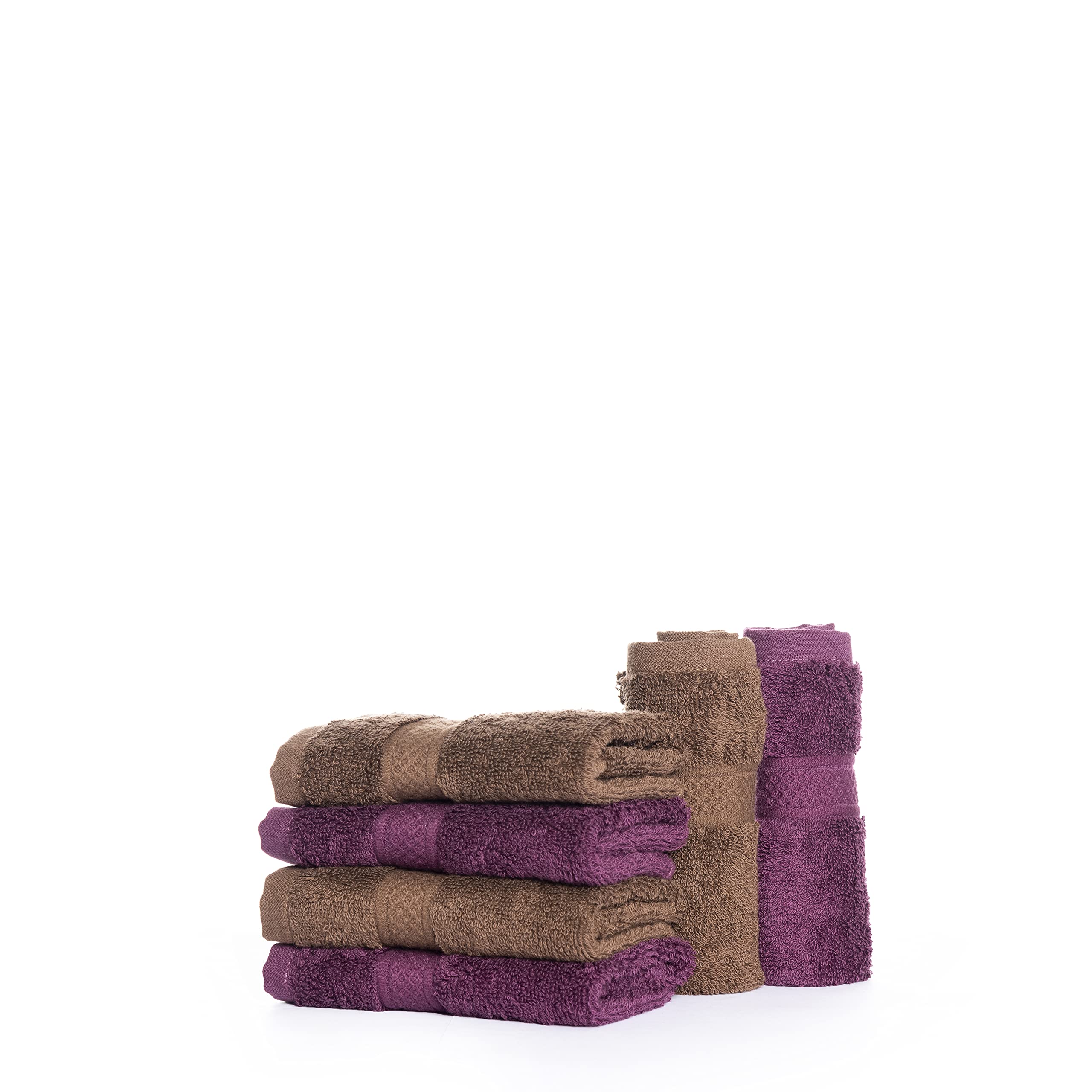 Premium 500 GSM Gym Towel Set for Men & Women - 6 Pack Soft 100% Cotton Terry Face & Hand Towels (Cafe Noir, Grape Wine) - Ideal for Workout, Yoga, Travel & Daily Use