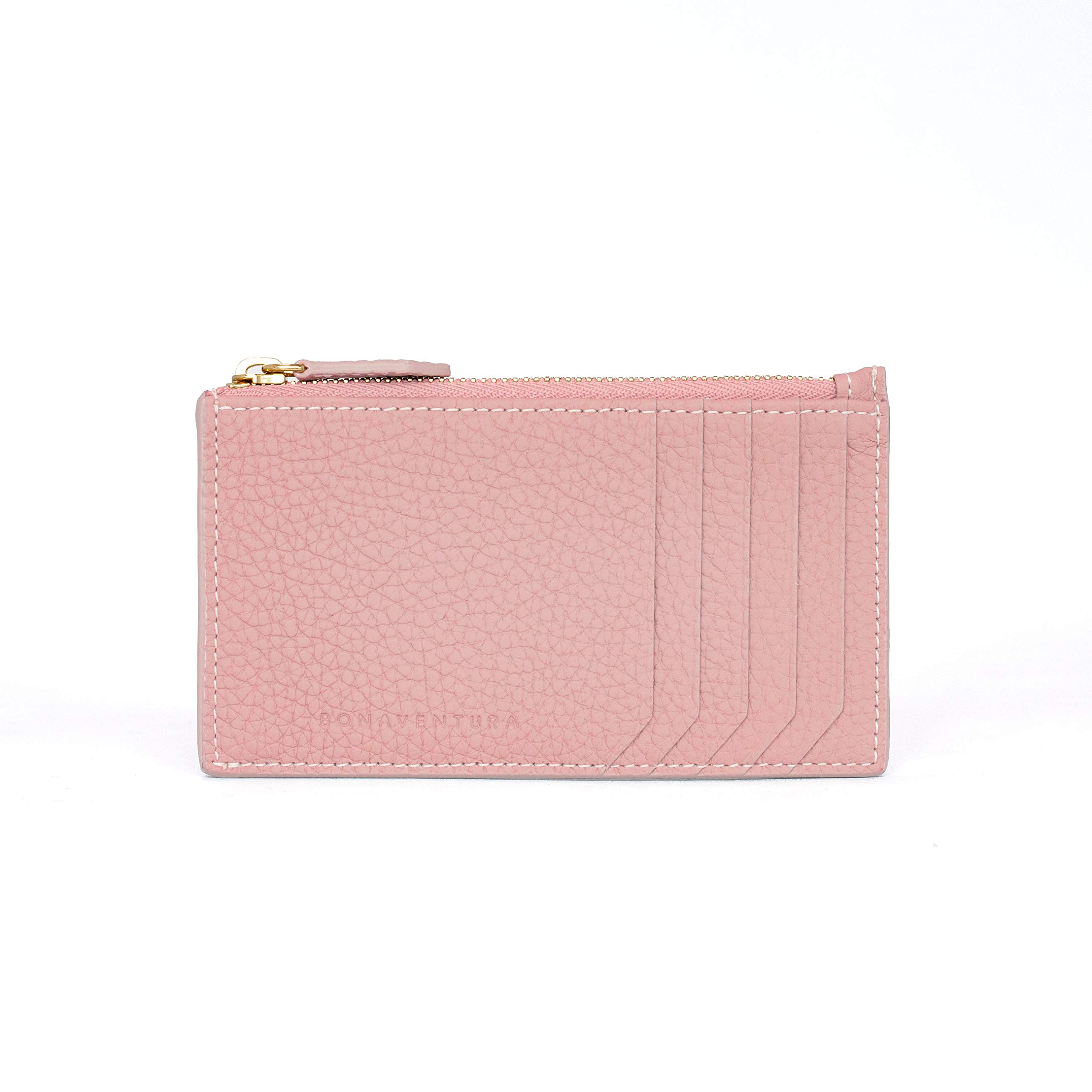BONAVENTURA Mini Zip Card Holder Wallet with Gusset - Slim RFID Blocking Leather Wallet for Men & Women - Perfect for Travel, Business, and Everyday Use