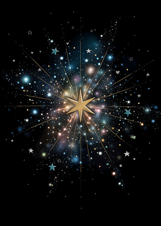 Bug Art Greeting Card with Gold Starburst Design - Perfect for Birthdays, Anniversaries & Special Occasions