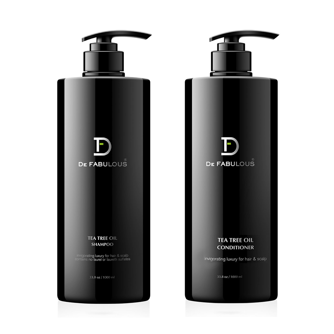 DE FABULOUS | Tea Tree Oil Shampoo & Conditioner Set for Scalp Care - Soothes Itchy Scalp & Controls Dandruff - Perfect for Daily Hair Wash & Scalp Refreshment