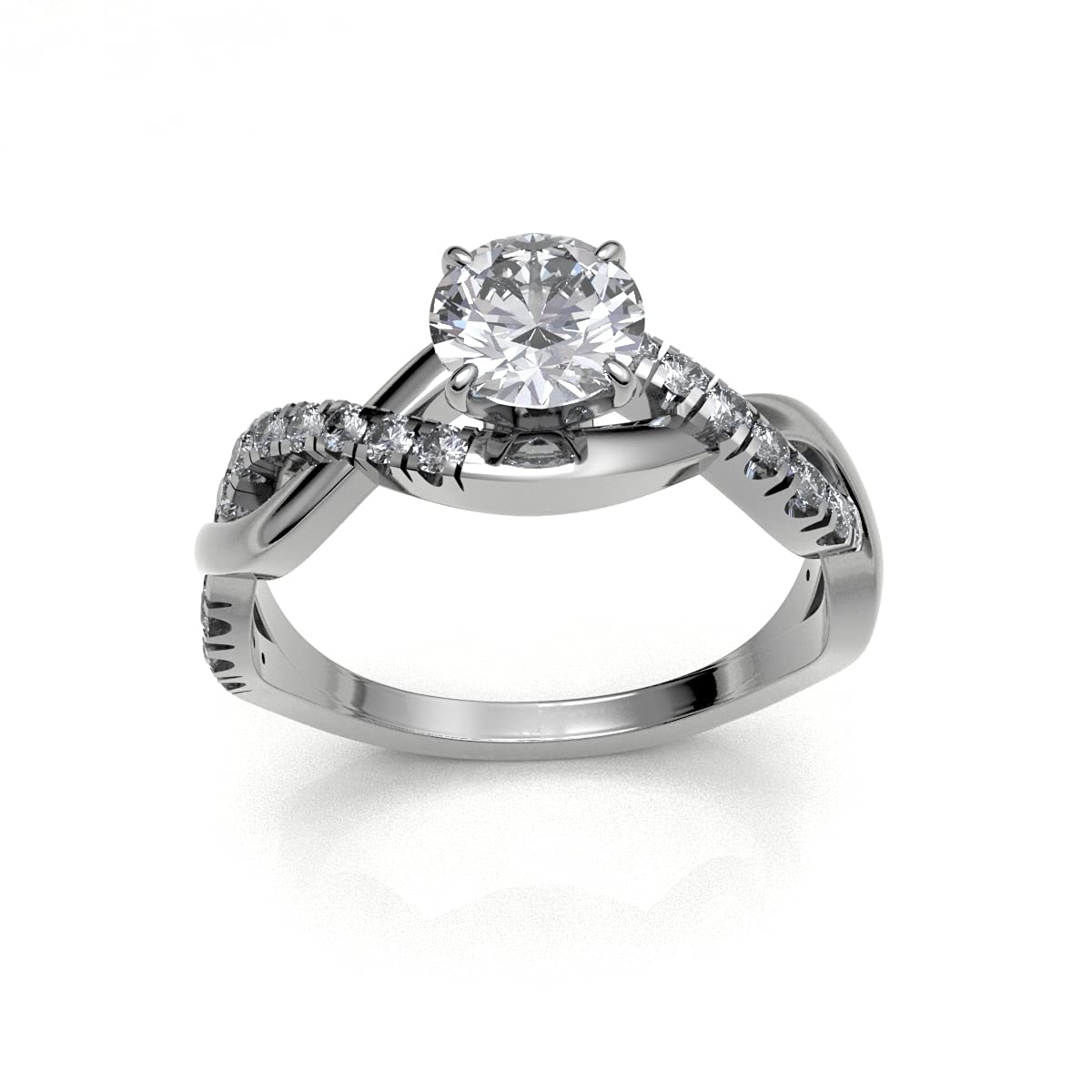 0.70 Carat Solitaire Diamond Engagement Ring 14K White Gold - 0.55 Carat Certified Center Diamond, Split Shank Setting, Infinity Wedding Band for Women (Color HI, Clarity I1/I2) - Perfect for Proposals, Anniversaries & Special Occasions