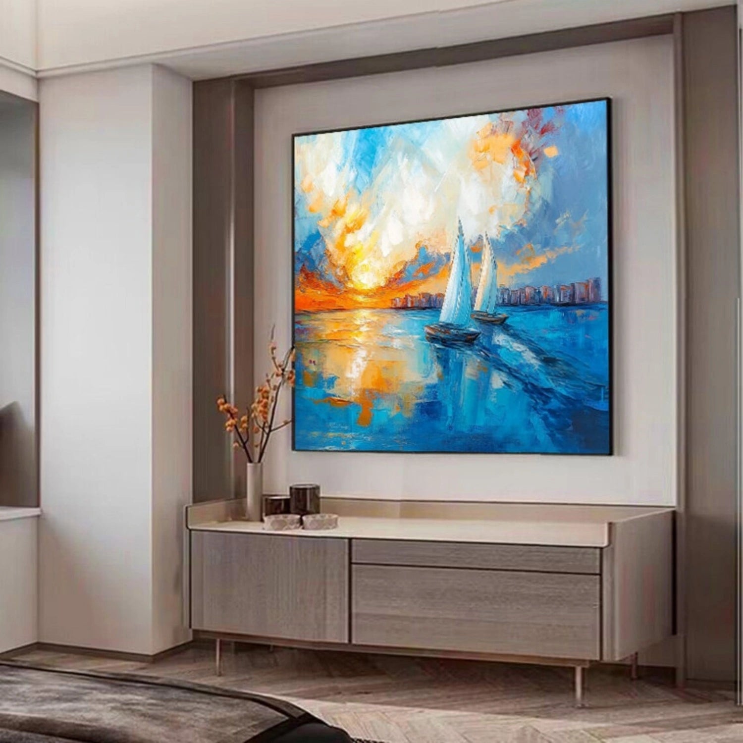 Ocean and Sky Painting #OS 225 - Stunning Seascape Wall Art for Home & Office Decor - Perfect for Living Room, Bedroom or Beach House