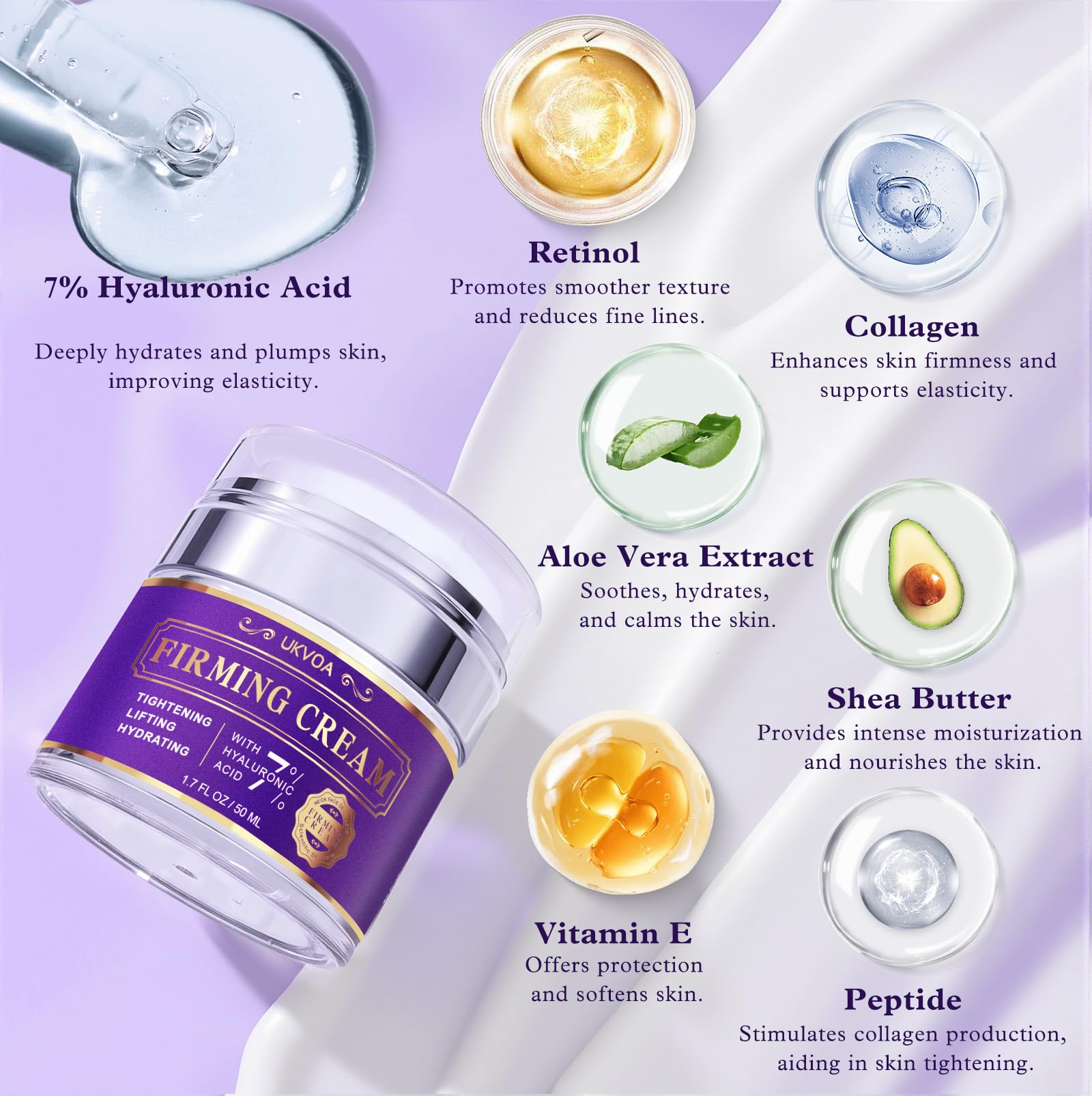 Best Neck Firming Cream for Women - Retinol, Collagen & Hyaluronic Acid Anti-Aging Moisturizer - Tighten & Lift Sagging Skin - 1.7 Fl Oz - Perfect for Night Routine & Daily Skincare