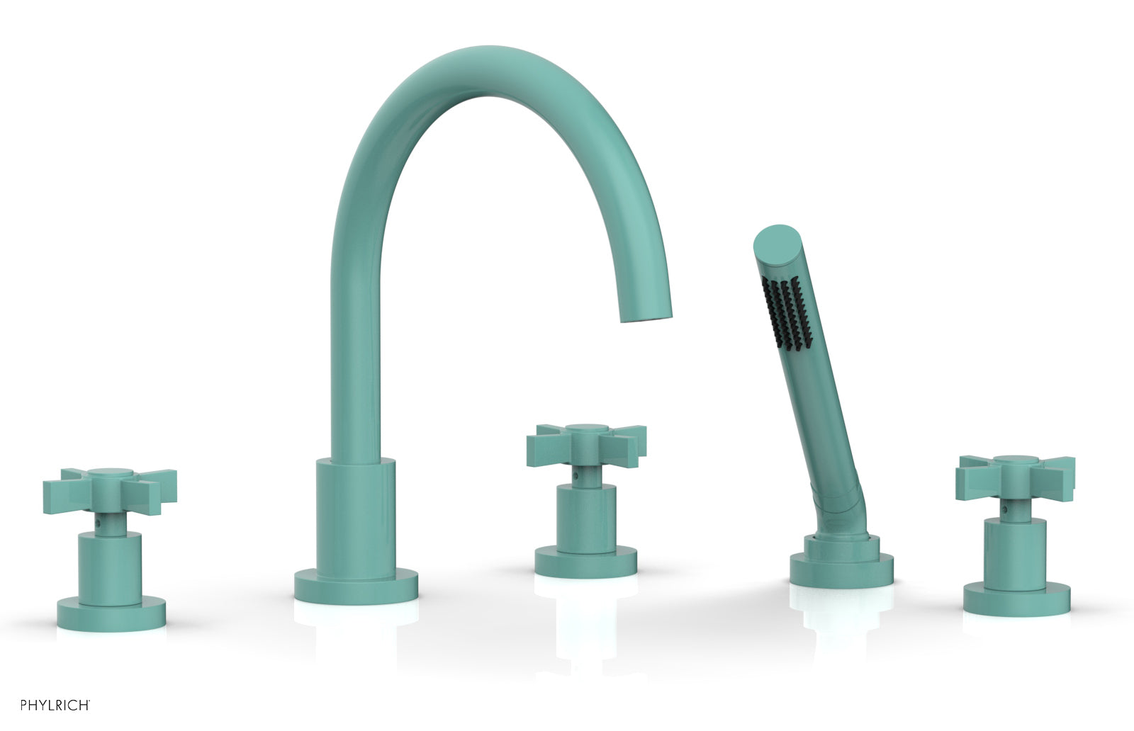 Premium Deck Tub Set with Hand Shower - Durable Blade Cross Handles (Model D2137C1) for Outdoor Bathing & Relaxation in Gardens, Patios or Poolside Areas