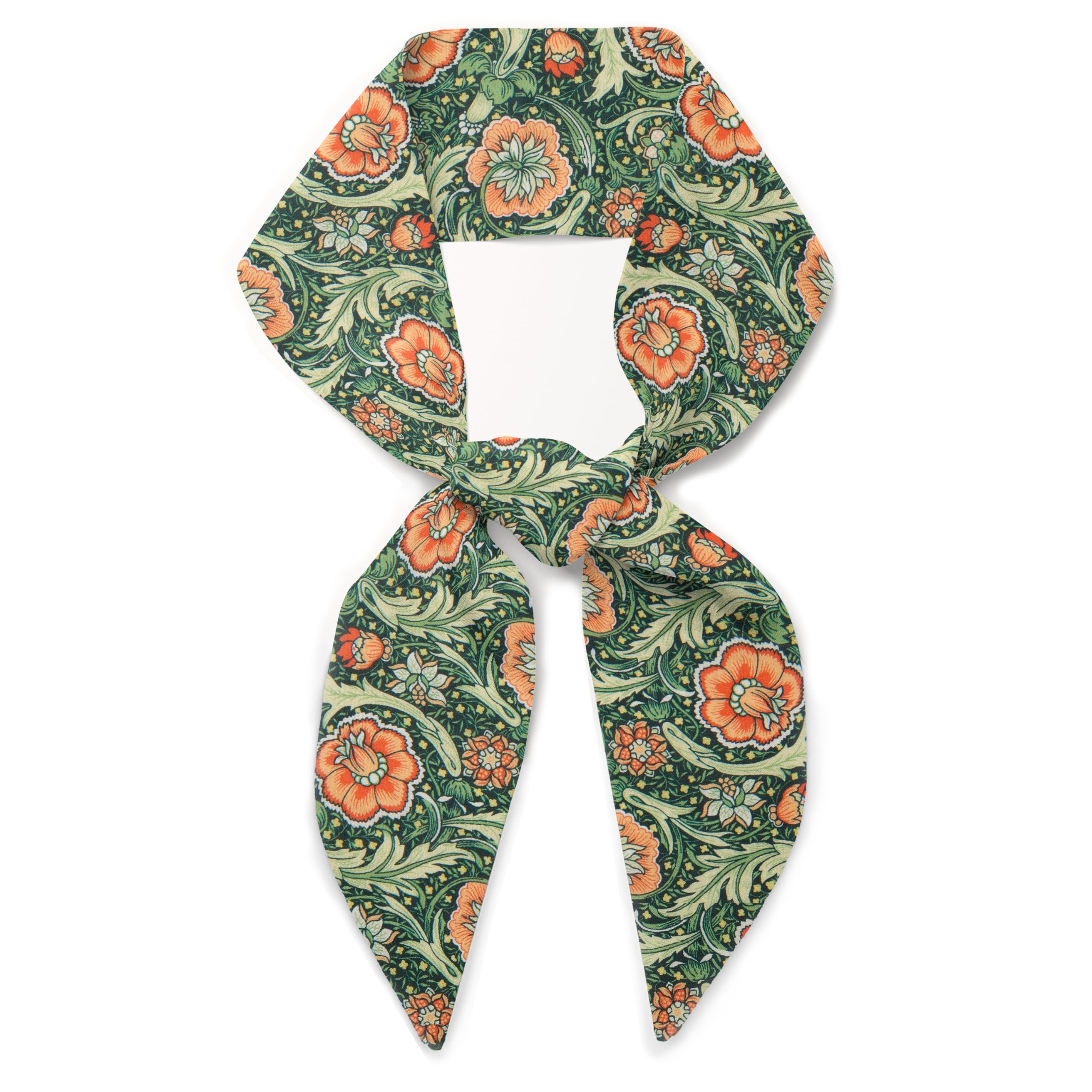 Liberty London Silk Scarf - Finesse Orange Floral Skinny Scarf for Head, Neck, Handbag & Purse Handle - Premium Tana Lawn Cotton - Multiple Length Options - Perfect for Accessorizing, Gifts & Fashion Styling
