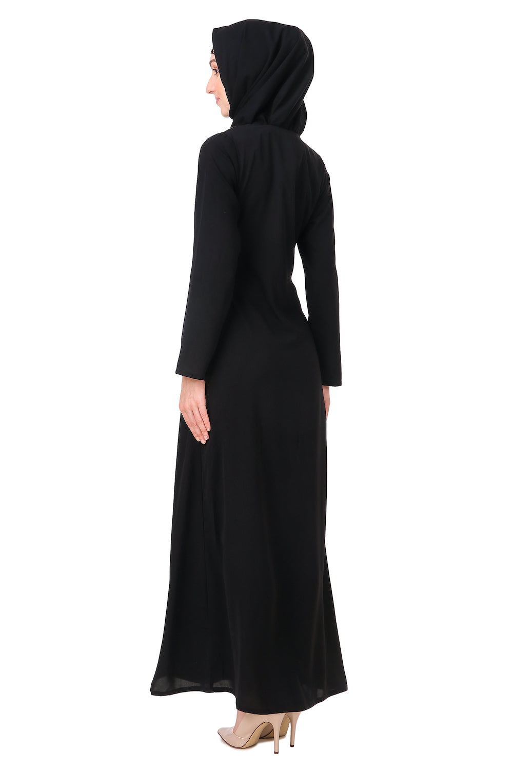 Hand Embroidered Gold & Copper Neck Abaya Dress - Elegant Islamic Modest Fashion for Women | Perfect for Eid, Weddings & Special Occasions