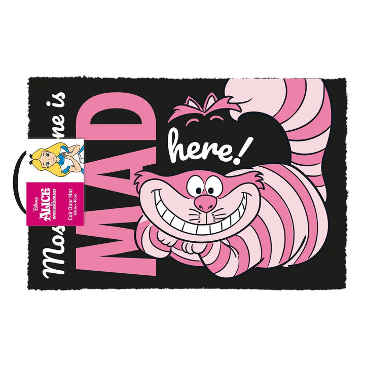 Alice In Wonderland (We're All Mad Here!) 40x60cm Coir Doormat - Non-Slip Entryway Rug for Home Decor, Front Door Welcome Mat - Perfect for Living Room, Bedroom, or Office Entrance
