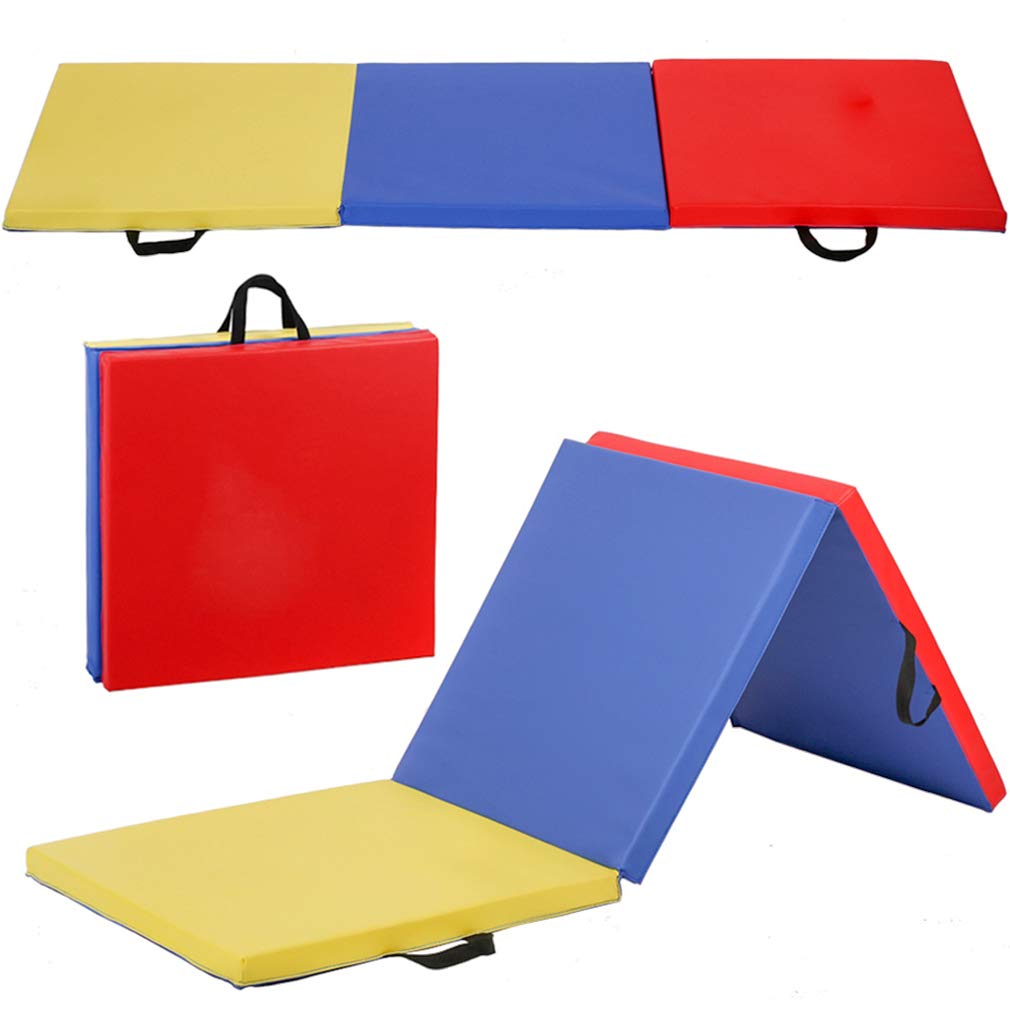 Foldable PU Leather Tumbling Mat for Gymnastics, Yoga & Pilates - Thick Exercise Mat with Carrying Handles for Home Workout, Outdoor Training & Gym Use