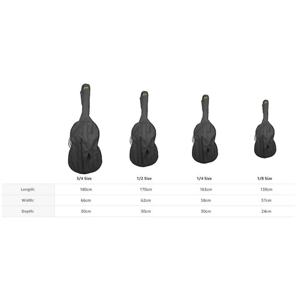 1/4 Size Double Bass Bag - Waterproof, Padded Protection for Easy Transport | Perfect for Musicians, Students & Orchestra Performances