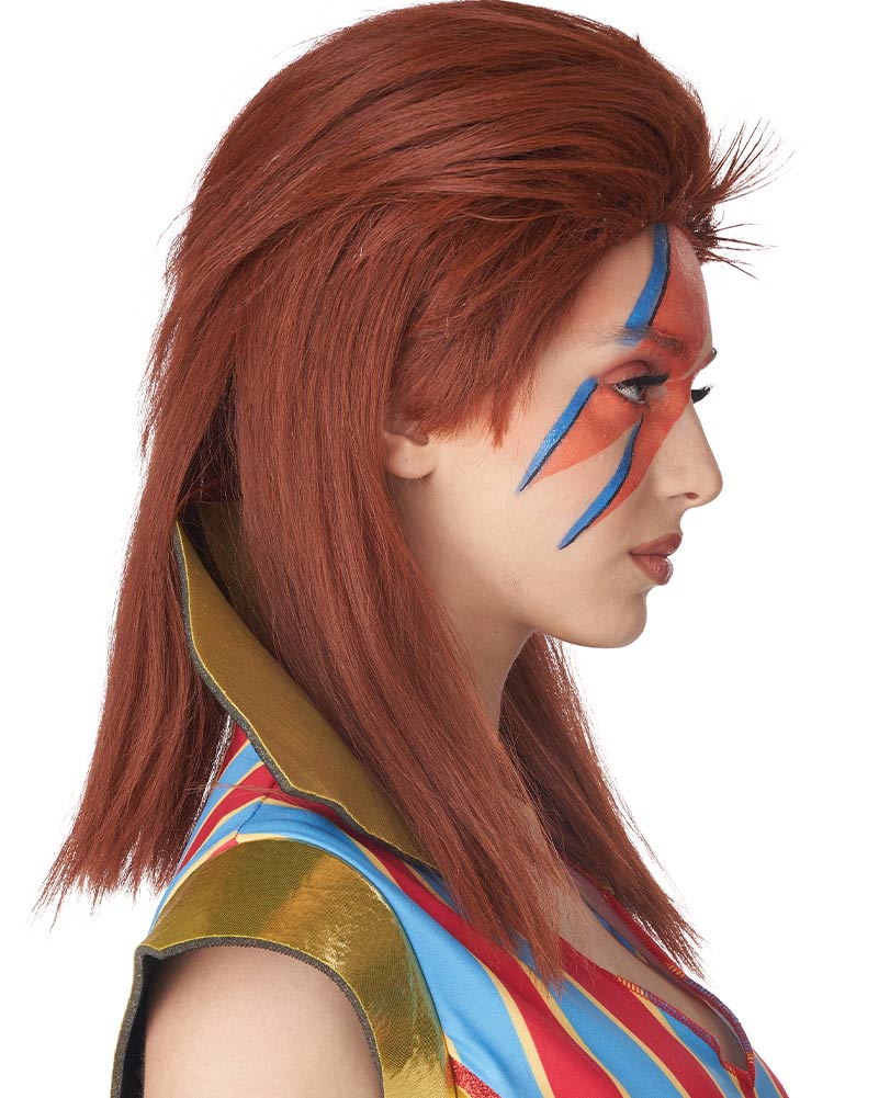 70s Glam Rocker Long Red Wig - Vintage Costume Wig for Halloween, Cosplay & Themed Parties - Perfect for Disco, Rock Concerts & 70s Retro Events