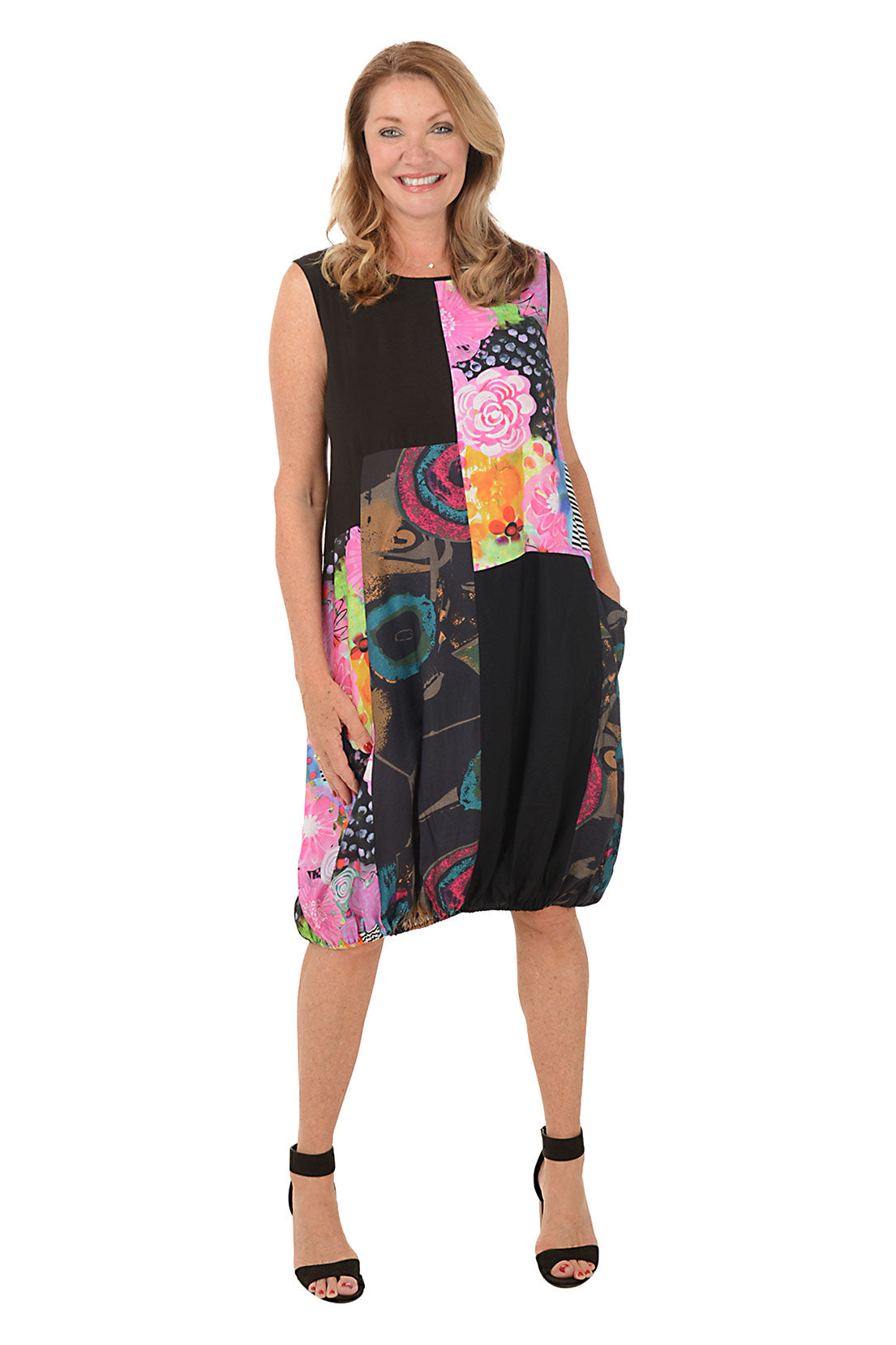 Floral Patch Gathered Hem Sleeveless Summer Dress for Women - Perfect for Beach Vacations, Garden Parties & Date Nights