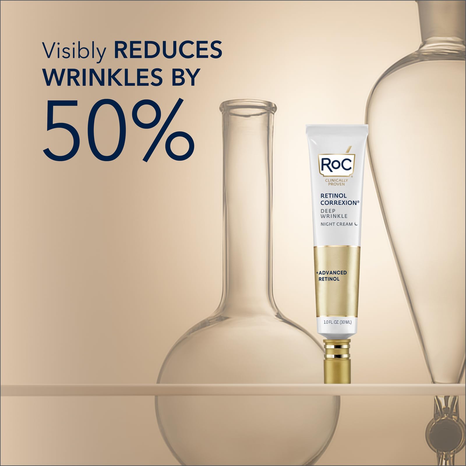 RoC Retinol Correxion Deep Wrinkle Anti-Aging Night Cream - Daily Face Moisturizer with Shea Butter, Glycolic Acid & Squalane - Skin Care Treatment for Fine Lines & Wrinkles - 0.5 oz Travel Size (Packaging May Vary) - Perfect for Nighttime Skincare Routine & On-The-Go Use