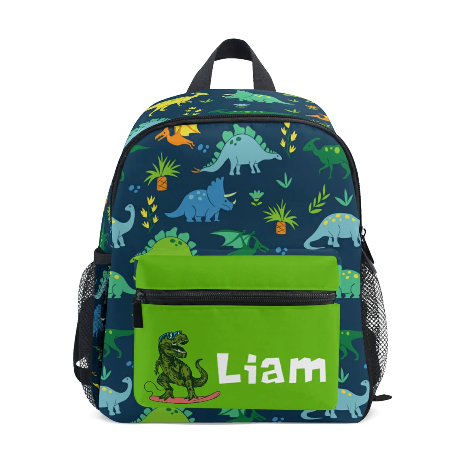 Custom Green Dinosaur Kids Backpack with Adjustable Chest Strap - Personalized School Bag for Boys & Girls - Perfect for Preschool, Kindergarten & Daycare - Durable Toddler Bookbag for Outdoor Adventures & Daily Use