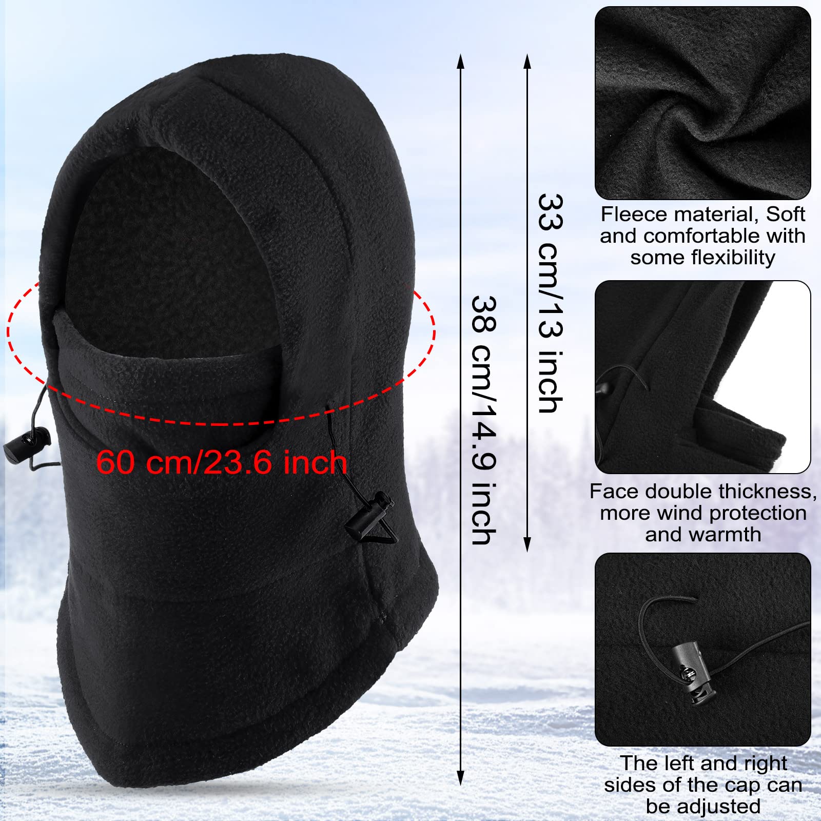 Frienda 4 Pack Balaclava Ski Mask - Windproof Fleece Face Cover for Men & Women - Adjustable Winter Warm Mask for Skiing, Snowboarding, Motorcycling & Outdoor Activities