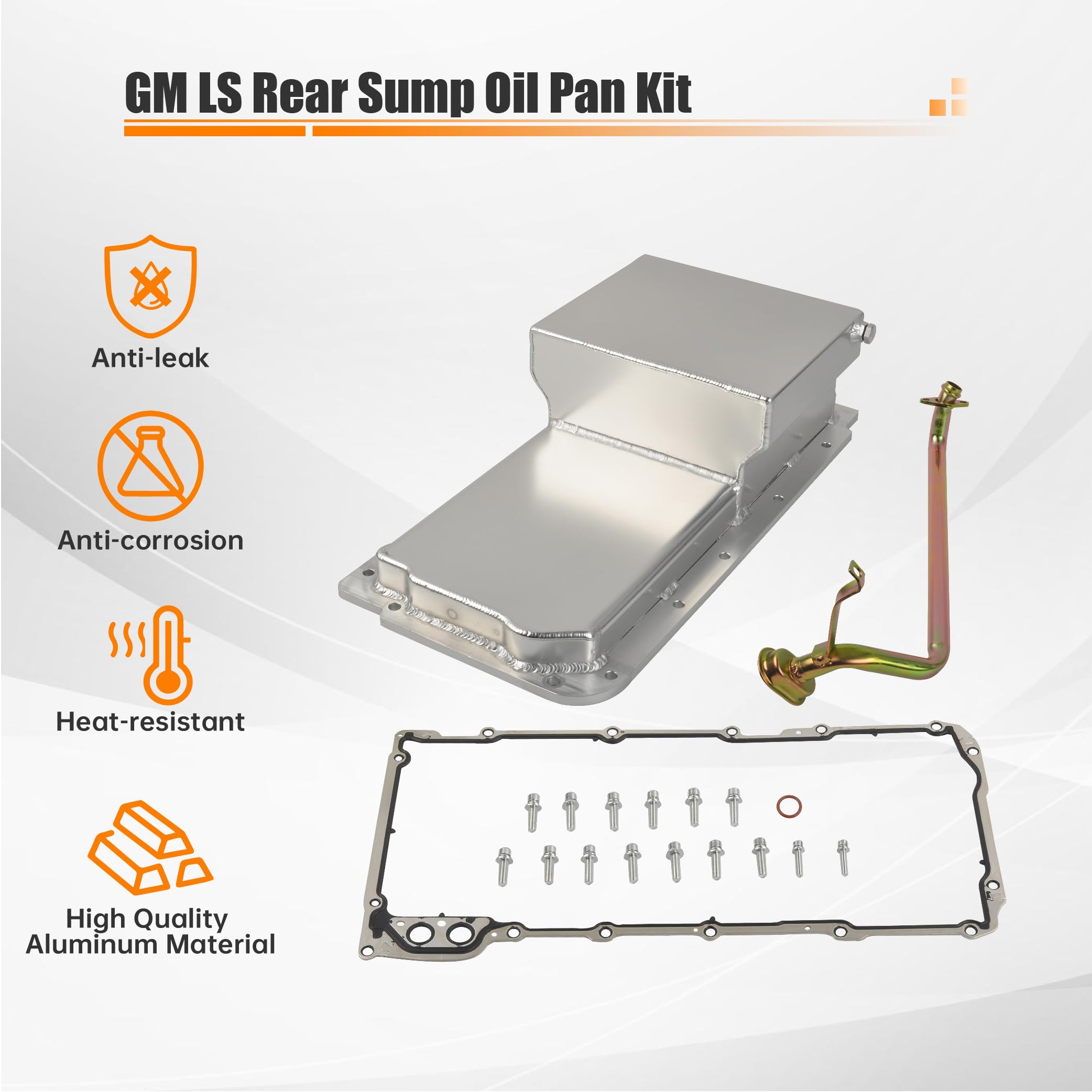 High-Performance GM LS Rear Sump Aluminum Oil Pan Kit - 7 Quart Capacity for LS1, LS2, LS3, LS6 & LQ9 Engines - Perfect for Racing, Hot Rods & Engine Upgrades