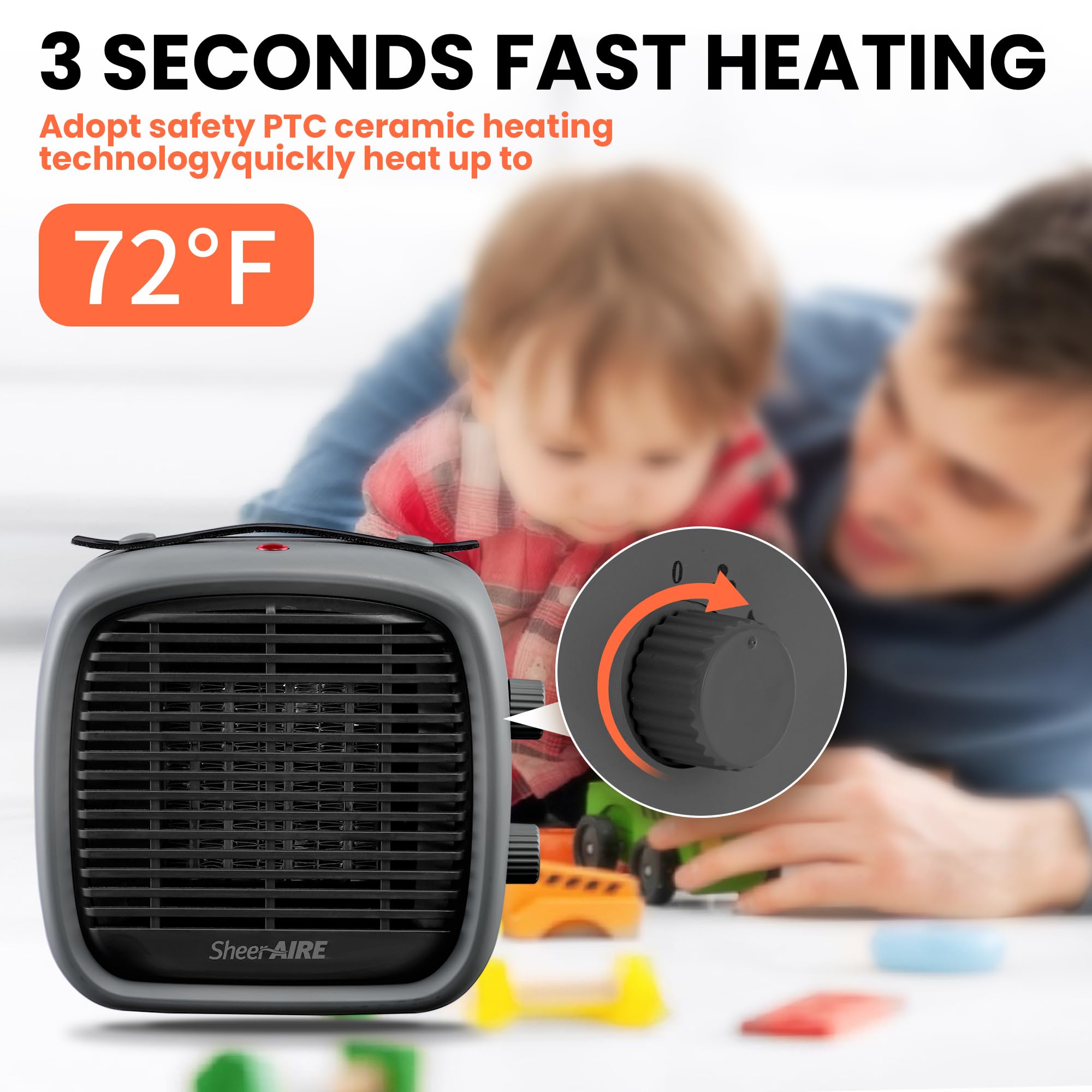 700W/1200W Ceramic Space Heater with Overheat & Tilt Protection - Quiet Portable Electric Heater Fan for Home, Office & Indoor Use - Energy Efficient Personal Heating (Upscale Grey) - Perfect for Bedrooms, Living Rooms & Workspaces