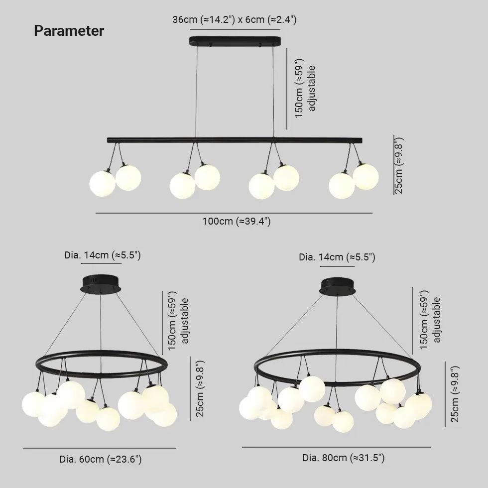 Modern Round Black Chandelier - Elegant Ceiling Light Fixture for Dining Room, Living Room & Bedroom Decor