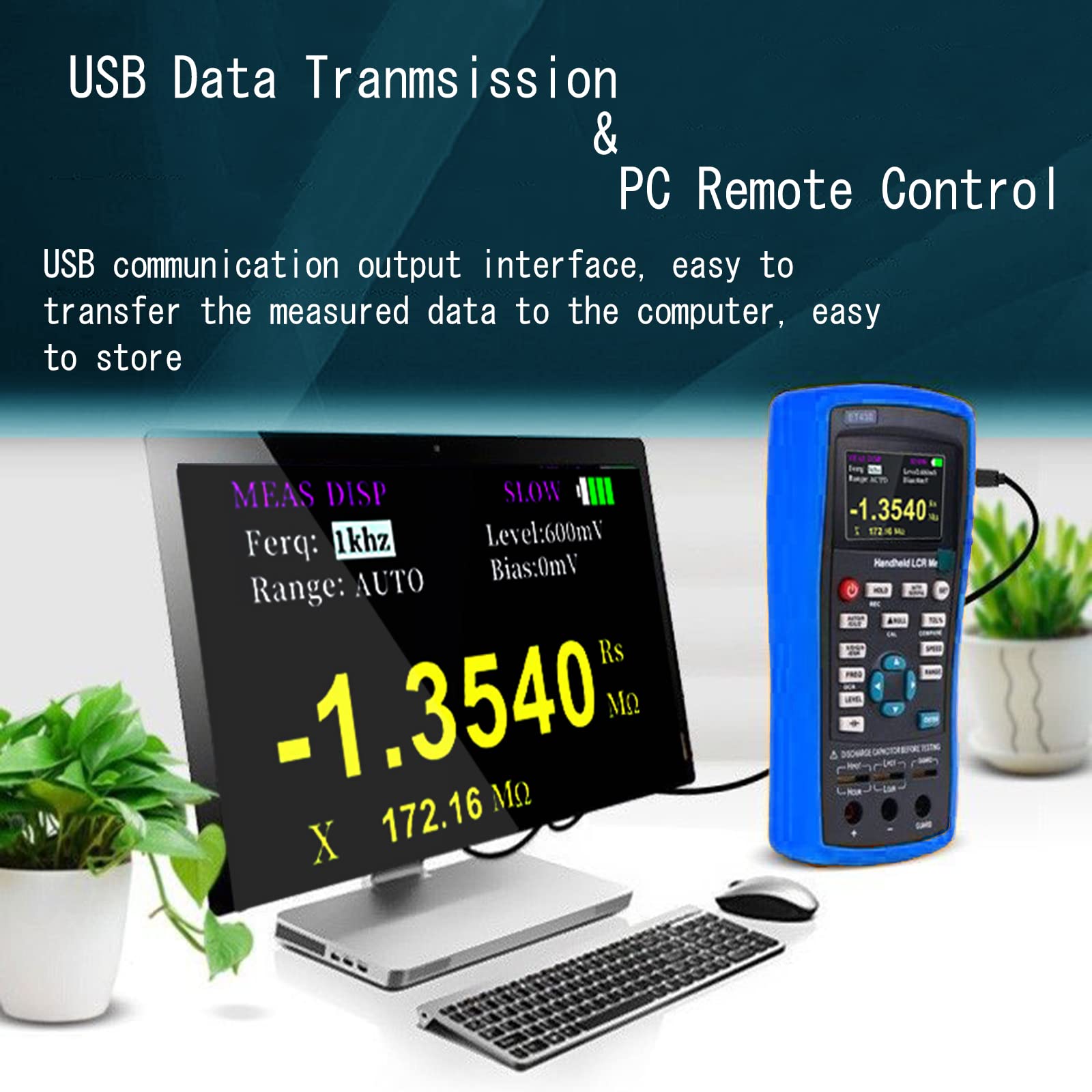 ET431 Handheld Digital LCR Meter with 0.2% Accuracy, TFT Display - Portable Capacitance, Inductance, Resistance & Transistor Tester - Rechargeable Multifunction Multimeter for Electronics Repair, Circuit Testing & Component Analysis