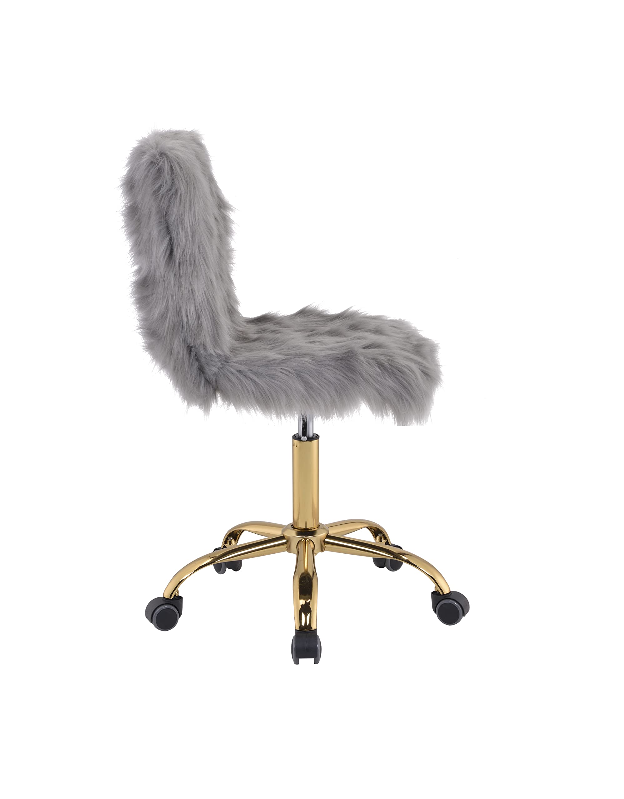 Fluffy Faux Fur Desk Chair - Swivel Vanity Chair with Adjustable Height, Armless Task Chair for Home Office, Living Room, Studio & Makeup Area | Perfect for Work, Gaming & Relaxation