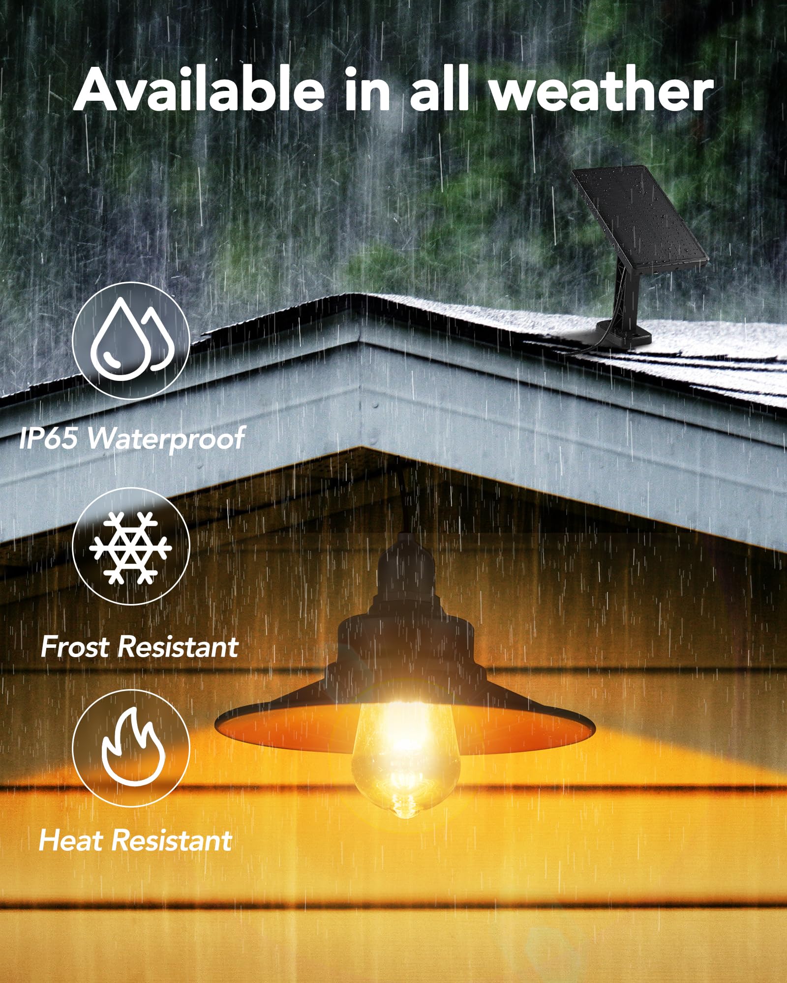 Solar Powered Pendant Light - IP65 Waterproof Metal Hanging Chandelier for Indoor & Outdoor Use - Perfect for Garden, Gazebo, Barn, Chicken Coop & Shed Lighting with Easy Pull Cord
