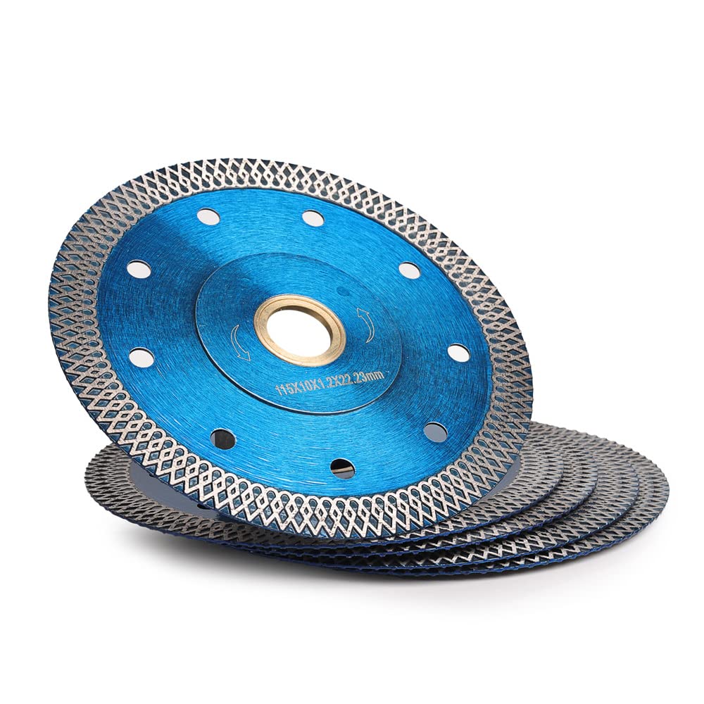 5Pcs 4.5 Inch Ultra Thin Diamond Tile Saw Blades - Premium Ceramic Porcelain Granite Marble Cutting Discs - Perfect for DIY Home Renovation, Bathroom & Kitchen Tile Installation
