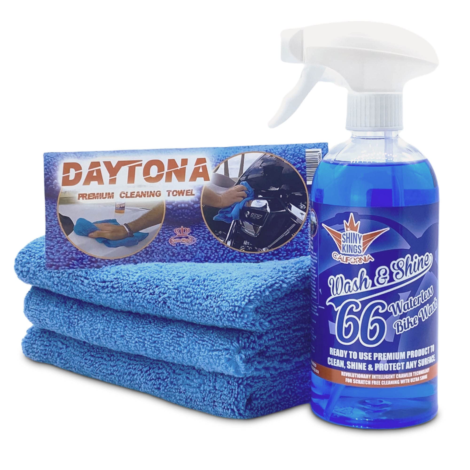 Shinykings Waterless Motorcycle Cleaner & Shine Spray - 16.9oz for Quick Bike Detailing
