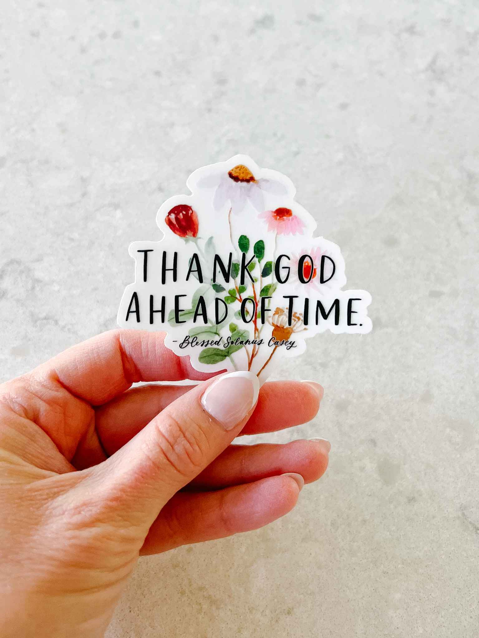 Thank God Ahead of Time Sticker - Waterproof Vinyl Decal for Cars, Laptops & Windows - Perfect for Religious Gifts, Bible Study Groups & Christian Home Decor