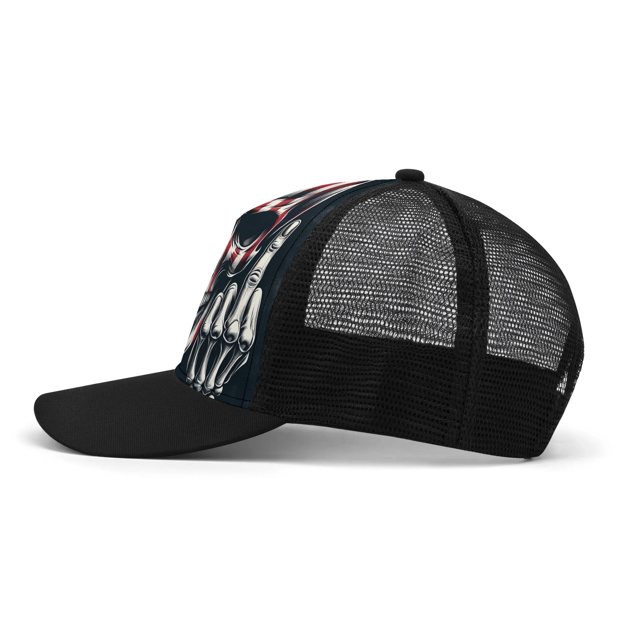 Skull Middle Finger Trucker Hat - Adjustable Mesh Snapback Cap for Men & Women - Perfect for Bikers, Motorcycle Riders & Streetwear Fashion