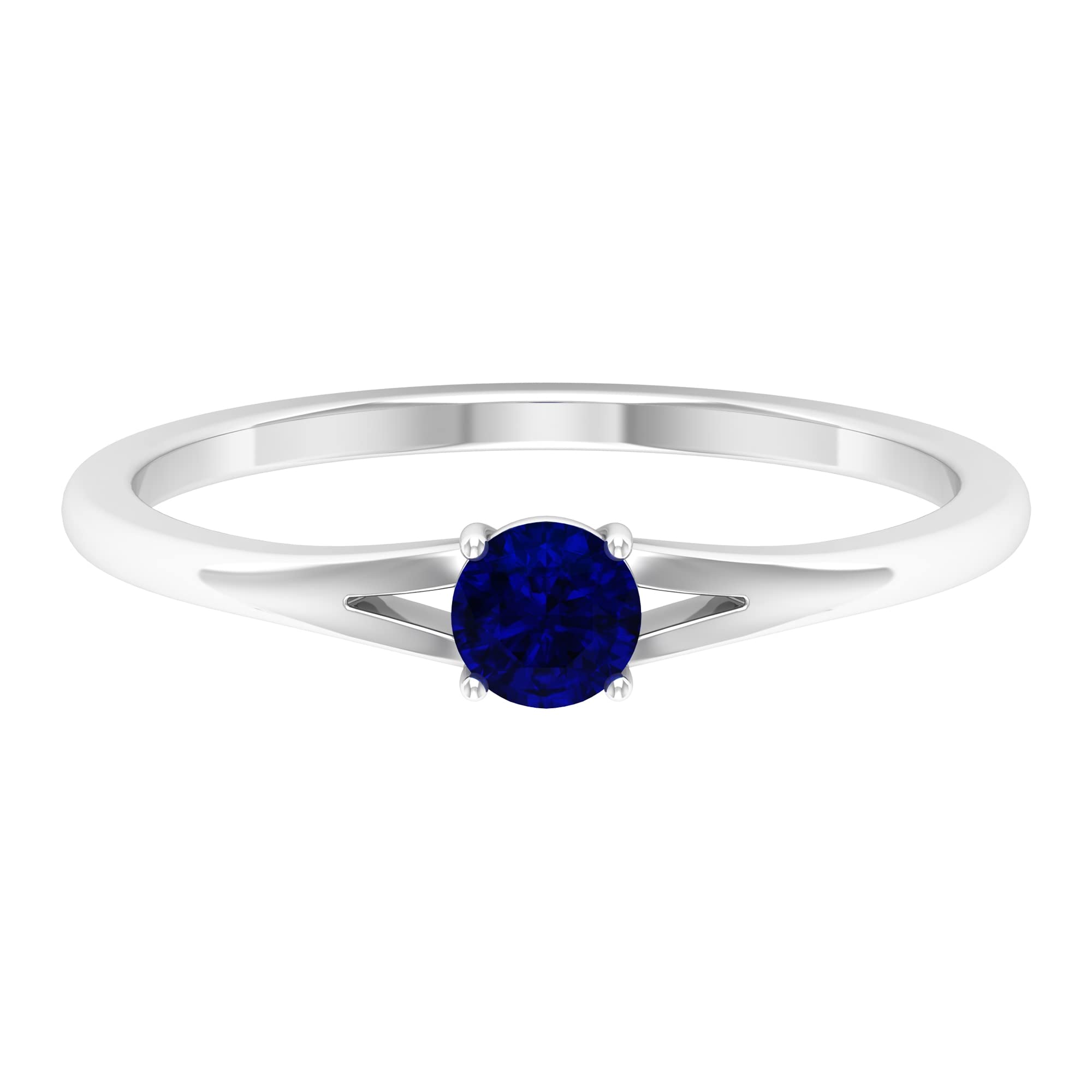 1/4 CT Blue Sapphire Promise Ring - 4mm Solitaire Ring in 14K Solid Gold with Split Shank, September Birthstone Jewelry for Women | Perfect for Anniversaries, Engagements & Special Occasions