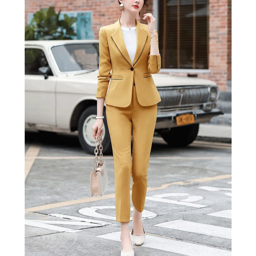 Professional Women's Business Suit Set - Formal Blazer & Trousers for Office Work | Elegant Jacket & Pants Outfit | Perfect for Corporate Meetings, Interviews & Office Wear (Color: A, Size: L)