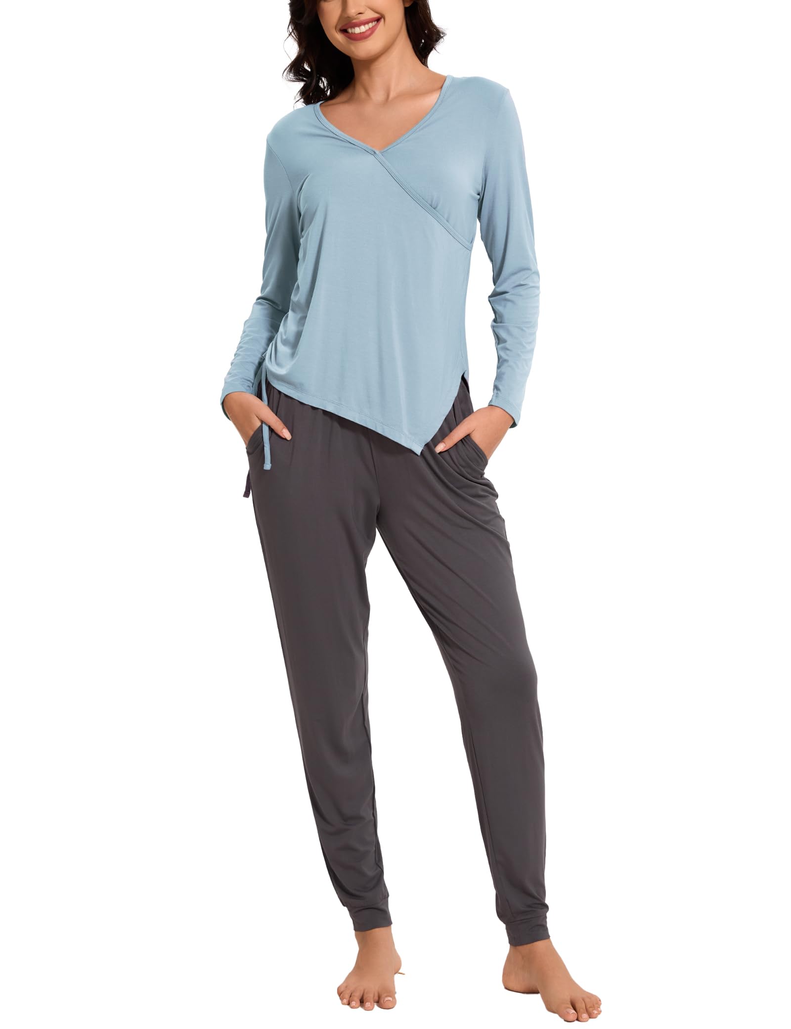 Comfortable Bamboo Viscose Maternity Nursing Pajama Set - Soft Long Sleeve Postpartum Lounge Wear for Women | Perfect for Breastfeeding, Recovery & Relaxing at Home