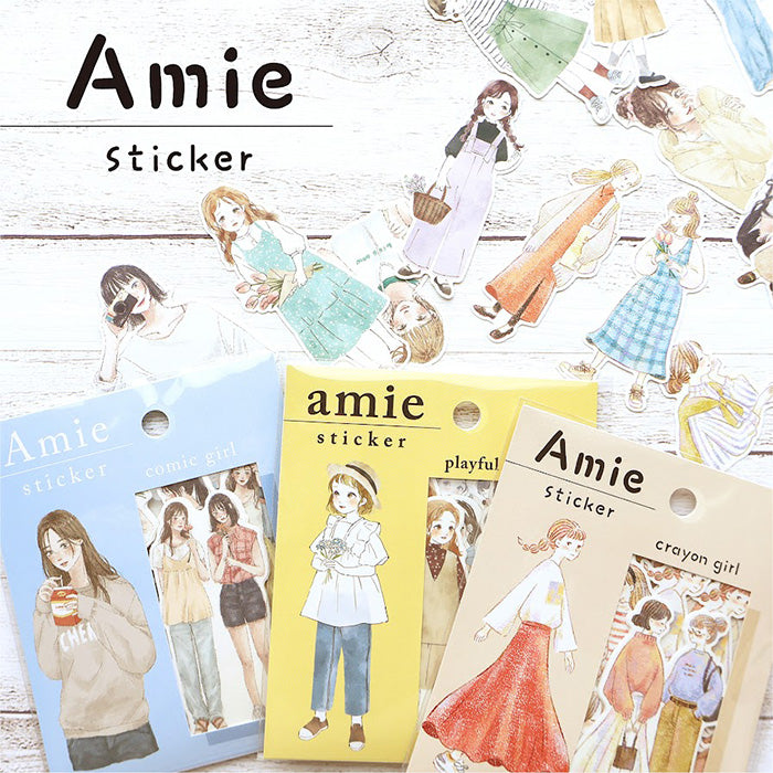 Amie Comic Girl Flake Sticker - Cute Anime Vinyl Decals for Laptops, Phones, Water Bottles & DIY Crafts - Perfect for Kawaii Aesthetic & Scrapbooking