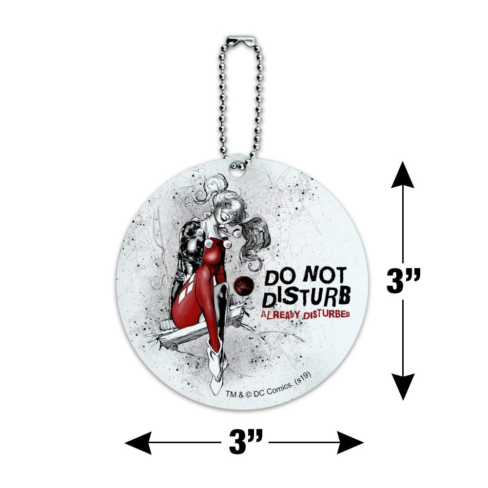 Harley Quinn Disturbed Round Luggage ID Tag - Durable Suitcase Name Tag for Carry-On Bags | Perfect for Travel, Cosplay & Comic Conventions