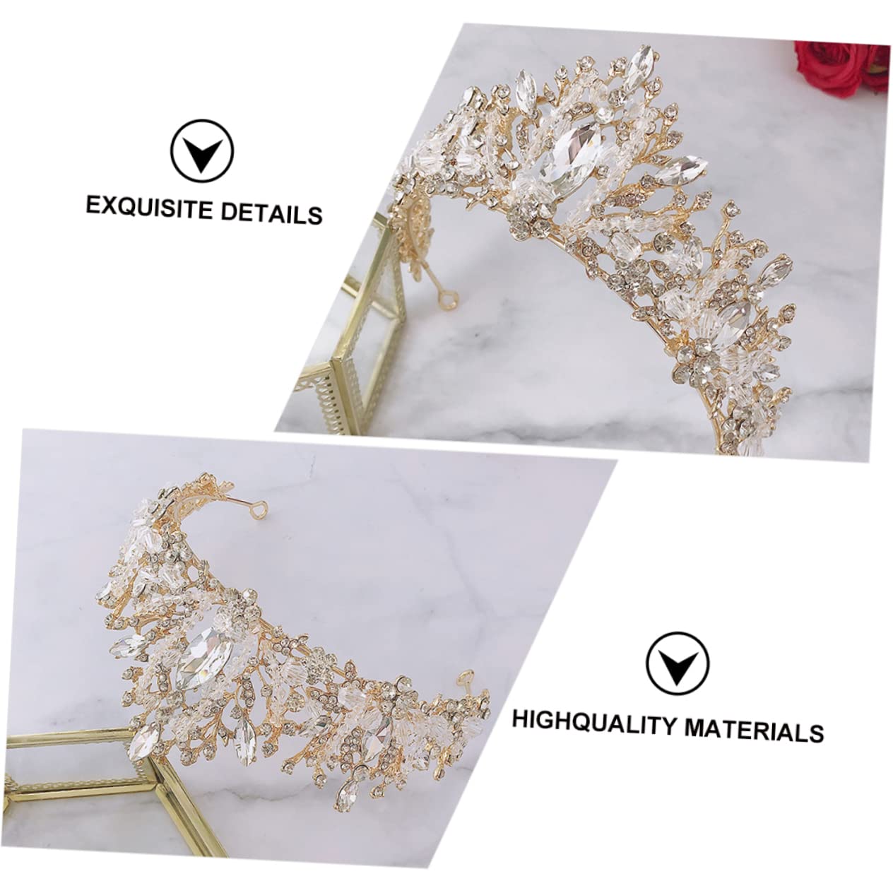 2 Pcs Silver Crystal Crown Tiaras for Women - Rhinestone Bridal Headpiece for Wedding, Prom & Special Occasions | Elegant Alloy Hair Accessories for Bride, Party & Ceremony Events