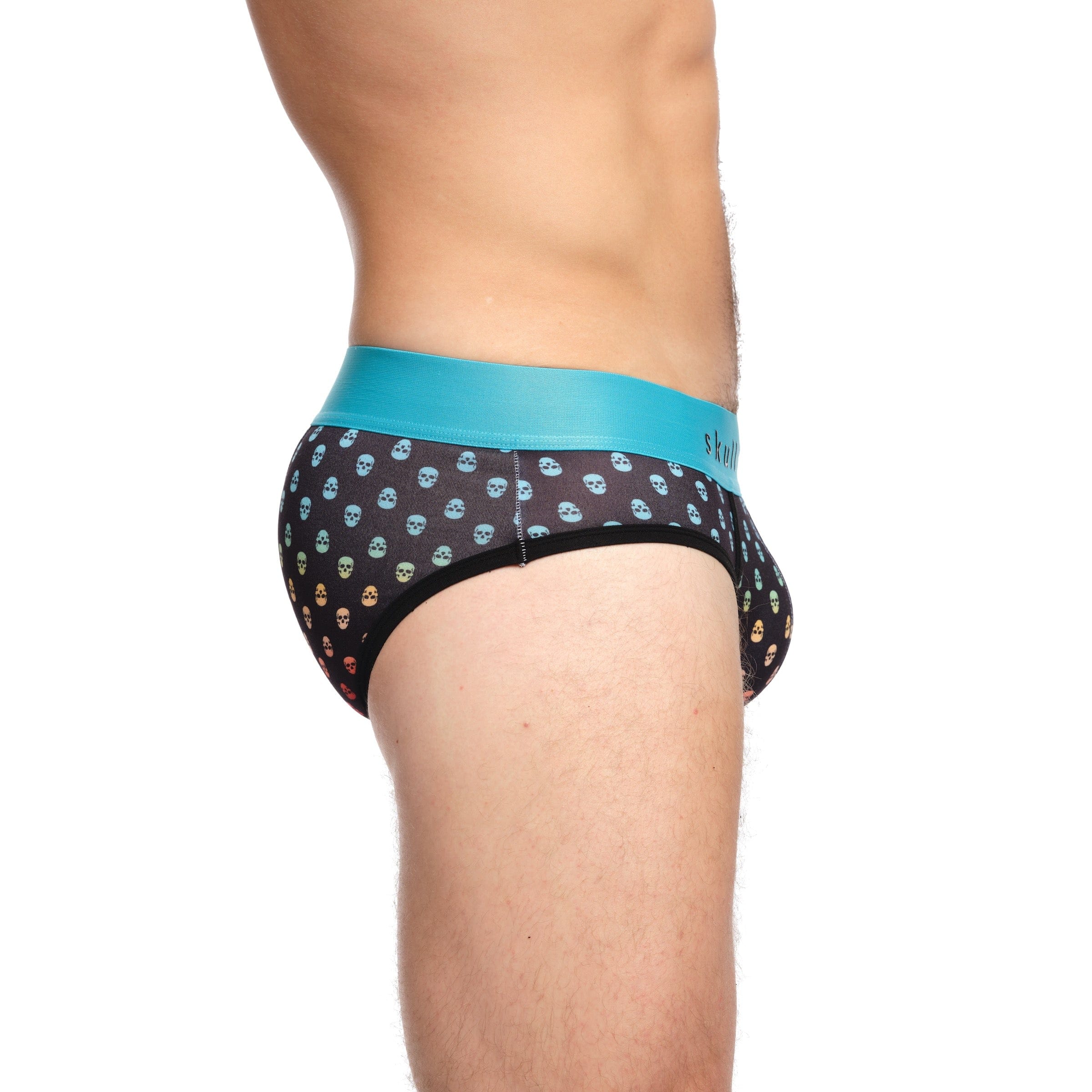 Gothic Ombre Skull Print Briefs for Men - Trendy Boxer Shorts with Stylish Skull Design - Perfect for Halloween, Cosplay, and Everyday Wear
