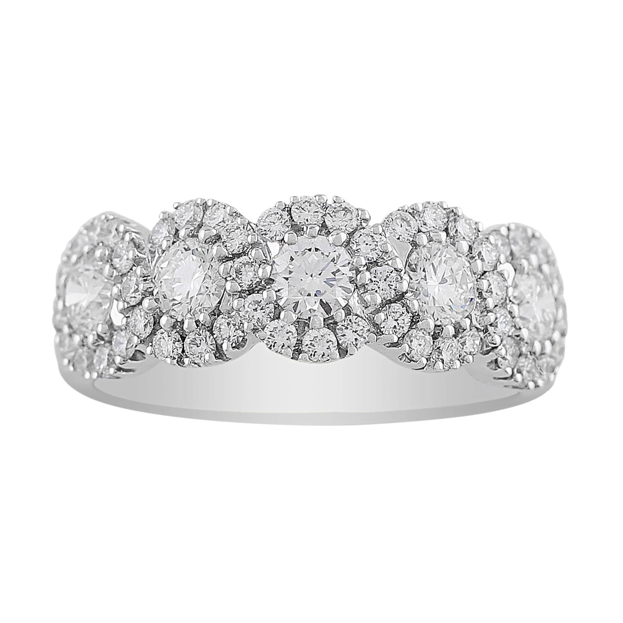 18K White Gold Brilliant Circle Diamond Wedding Band Ring for Women - Perfect for Engagement, Anniversary & Bridal Jewelry Gifts
