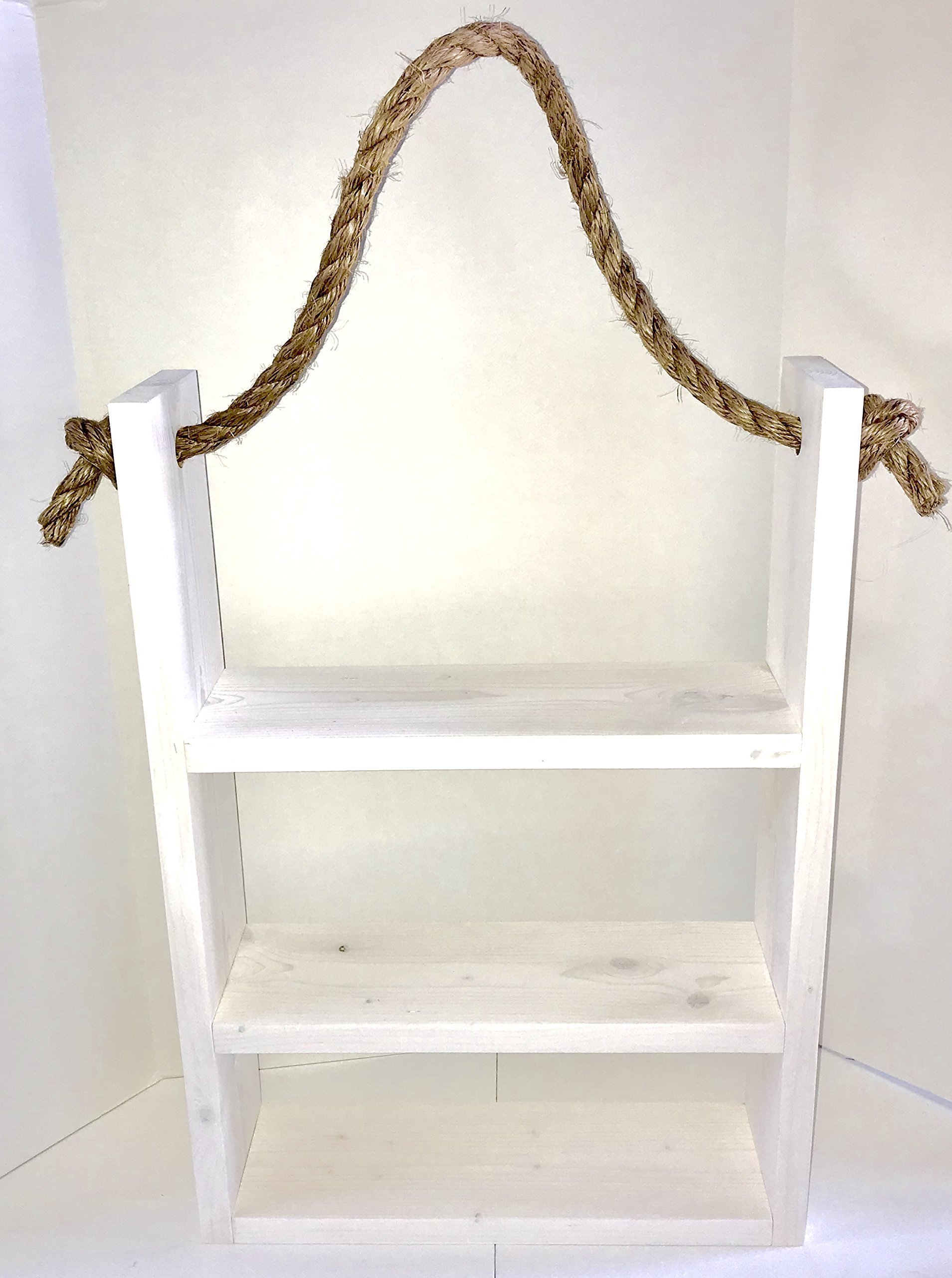 Whitewashed Hanging Shelf - Rustic Wall Decor for Bathroom, Kitchen, or Bedroom Storage - Perfect for Organizing Towels, Spices, and Small Essentials