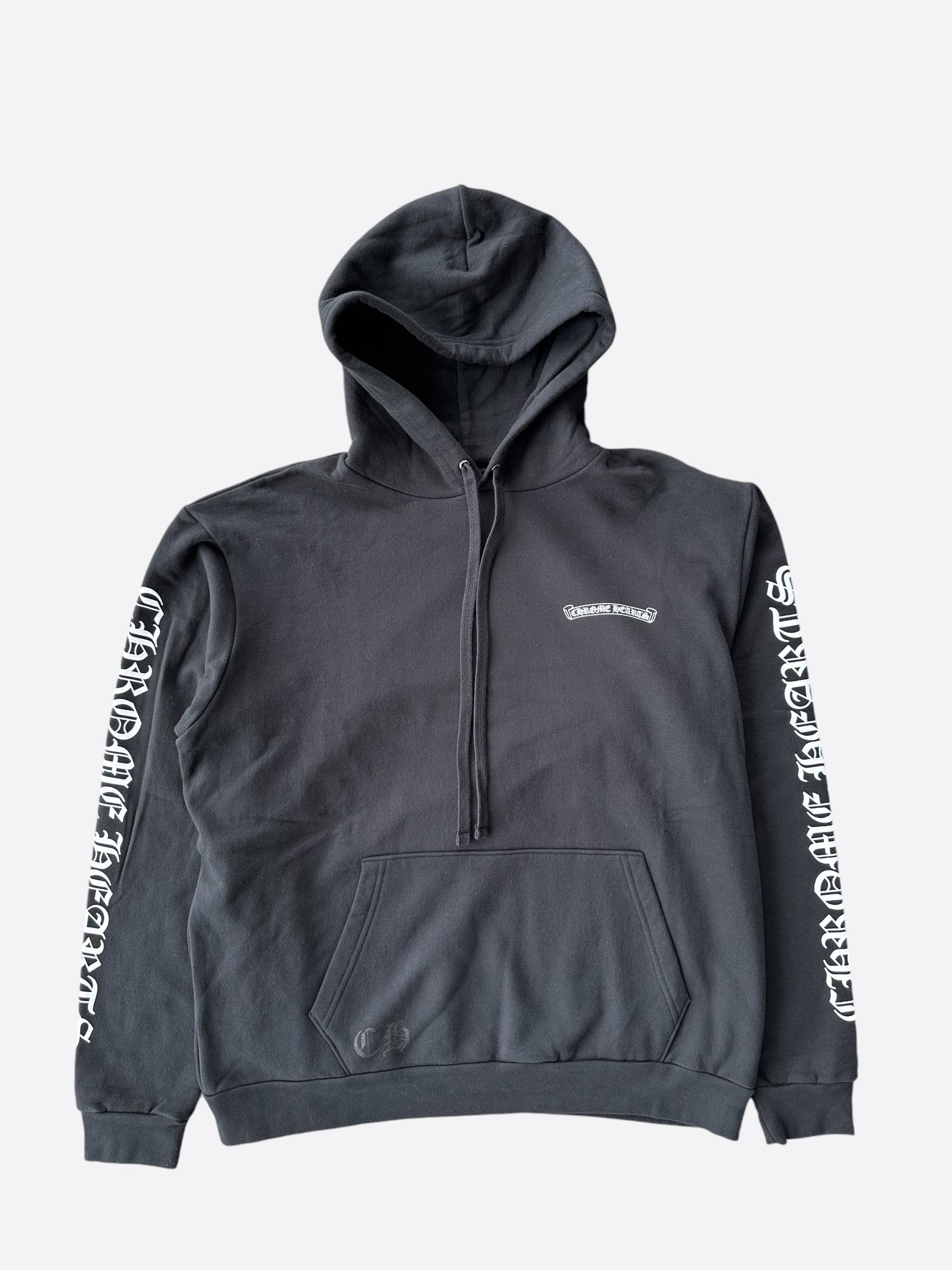 Chrome Hearts Black & White Scroll Logo Hoodie - Stylish Streetwear Pullover for Men & Women | Perfect for Casual Outfits, Urban Fashion & Everyday Wear
