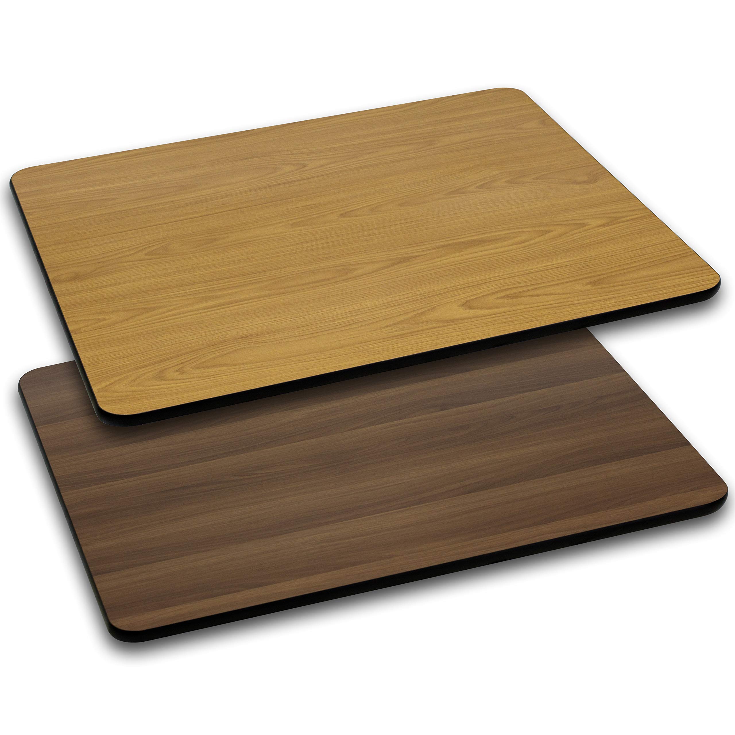 EMMA + OLIVER 30x48 Inch Rectangular Reversible Laminate Table Top in Natural & Walnut - Perfect for Dining Room, Kitchen, Office or Conference Room