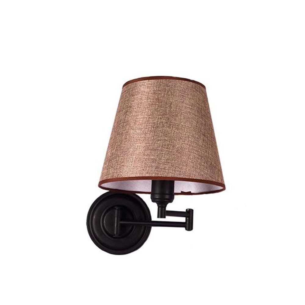 Vintage American-Style Wall Lamp - Bedside Night Light with Fabric Shade, Rustic Nordic Rocker Switch for Bedroom Decor (Matte Black) - Perfect for Cozy Bedrooms, Reading Nooks & Farmhouse Interiors