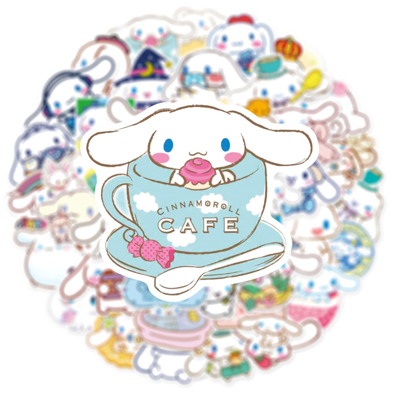 50PCS Cinnamoroll Stickers - Waterproof Vinyl Cut Stickers for Kids, Teens & Adults - Perfect for Water Bottles, Laptops, Skateboards, Phones & More - Cute Sanrio Character Decals for School, Office & Home Decor
