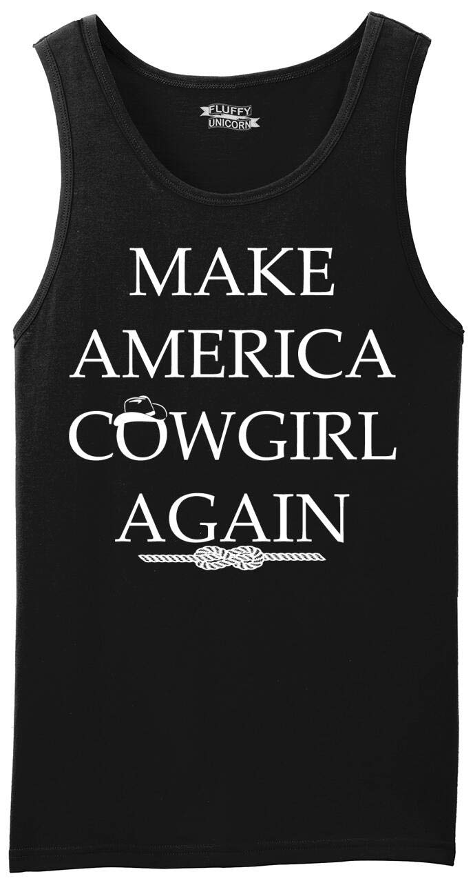 Funny Men's Make America Cowgirl Again Sleeveless Shirt - Vintage Patriotic Graphic Tee for Summer, Rodeo & Country Music Festivals