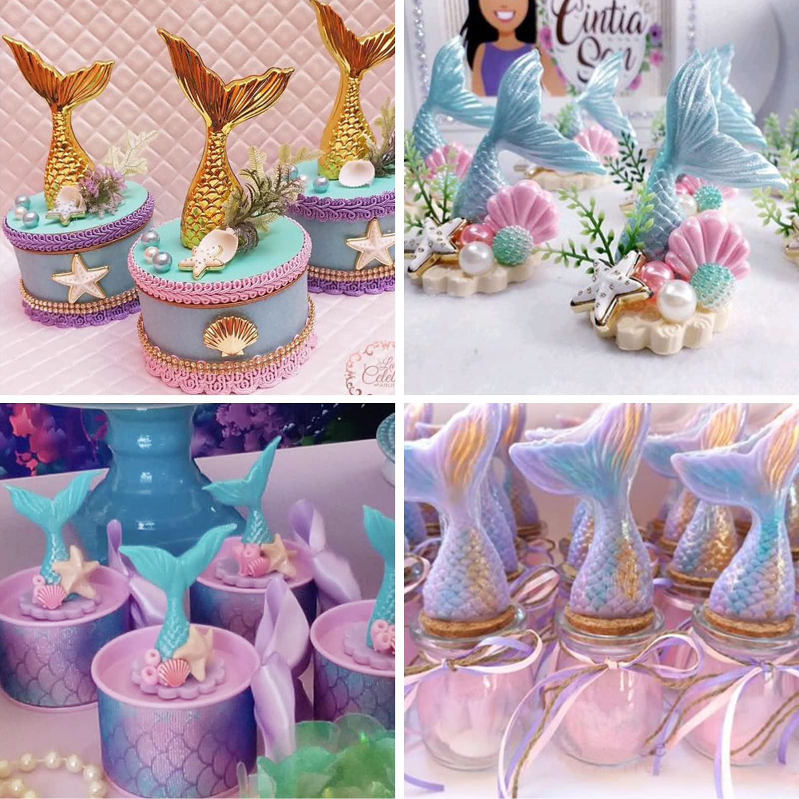 Sakolla 2 Pack Mermaid Tail Silicone Molds for Chocolate, Cake Decorating, Candy, Cupcakes, Resin, Gummies - Blue | DIY Baking, Candy Making, Party Treats & Home Decor