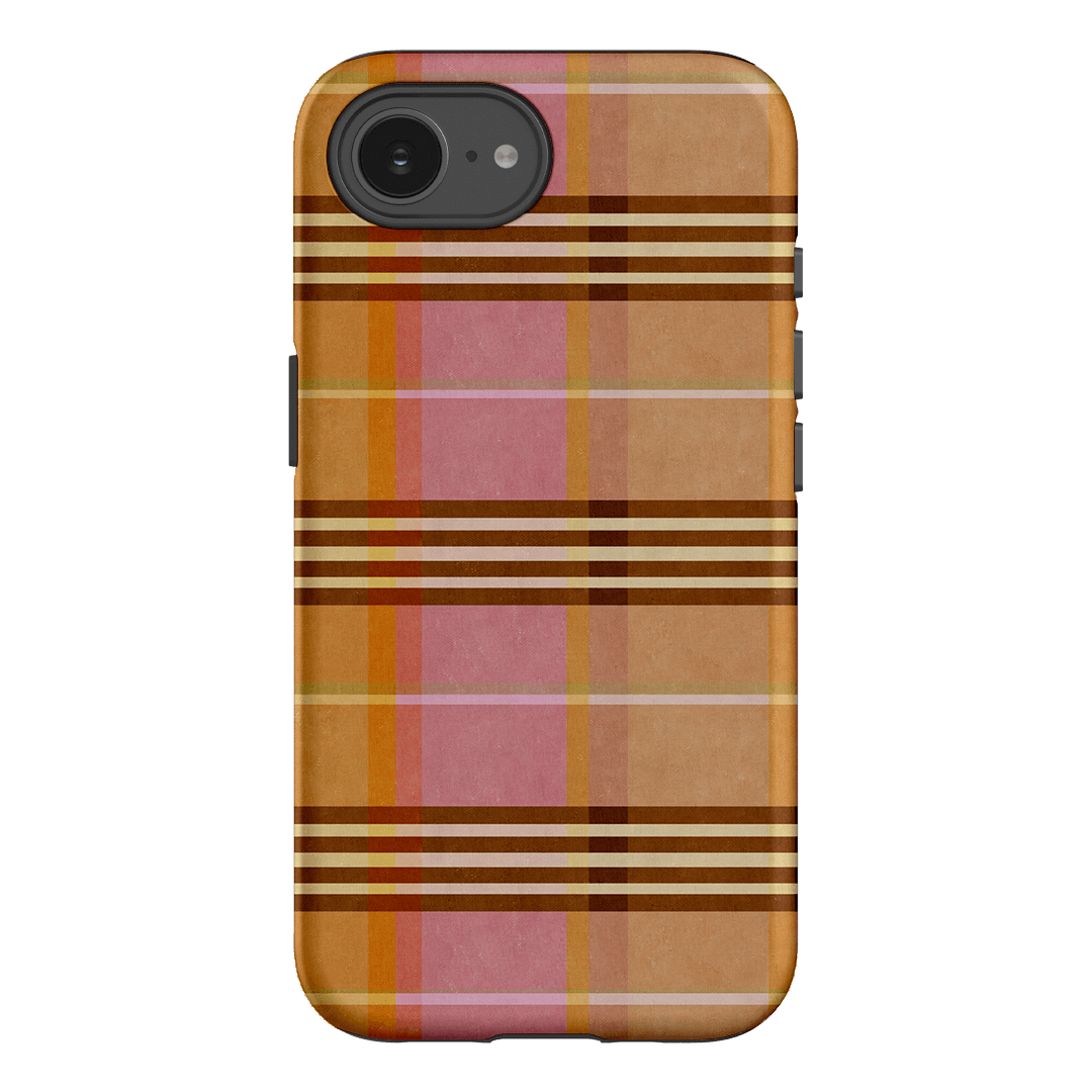 Peachy Plaid Phone Case for iPhone 15/14/13/12/11 Pro Max - Cute Tartan Pattern Protective Cover with Shockproof Design - Perfect for Everyday Use, Travel & Fashion Accessories