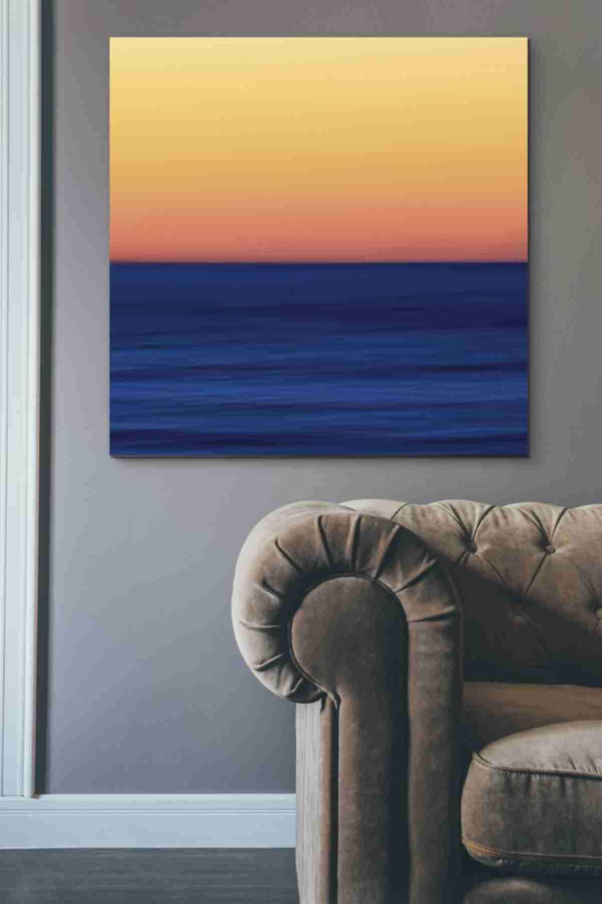 Fire Water by Katherine Gendreau - 37x37 Inch Modern Canvas Wall Art Painting for Living Room, Bedroom & Office Decor