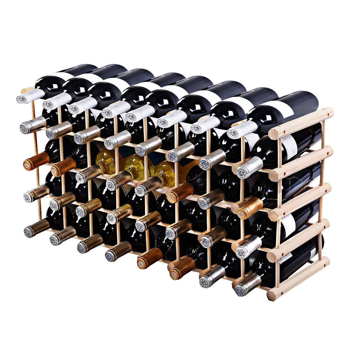 Premium Wooden Wine Rack Holder for 40 Bottles - Sturdy Wall Mounted or Countertop Display for Wine Cellar, Kitchen, Bar & Dining Room Decor