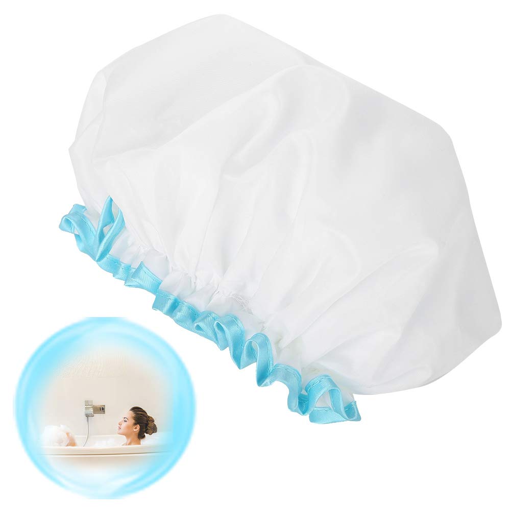 Hurrise Waterproof Shower Cap for Women - Extra Thick Double Layer Design with Elastic Band (31cm) - Perfect for Bathing, Hair Care & Salon Use