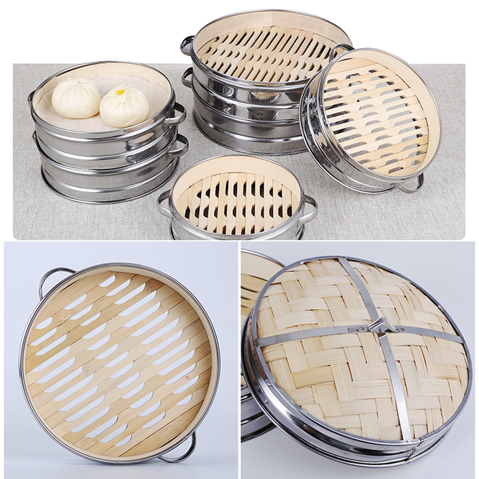Premium Bamboo Steamer Basket - 7.9 Inch (20cm) Chinese Seiro for Dumplings, Buns & Healthy Cooking | Traditional Asian Cookware for Steaming Dim Sum, Shumai & Vegetables | Perfect for Home Kitchens & Restaurant Use