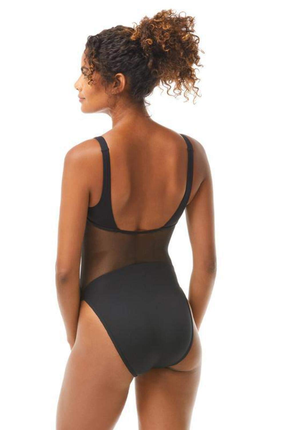 Vince Camuto Black Mesh Cutout Scoop Neck One-Piece Swimsuit Size 8 - Sexy Beachwear for Pool Parties & Summer Vacations